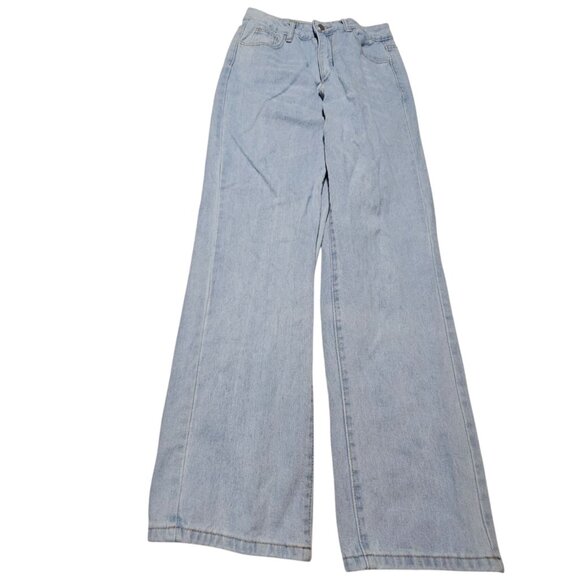 Shein Jeans Womens Size 4 Boot Cut High Rise LIght Wash Denim Lip Print Hearts - Picture 3 of 6